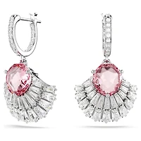 Idyllia drop earrings, Mixed cuts, Shell, Pink, Rhodium plated by SWAROVSKI