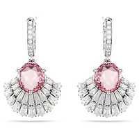 Idyllia drop earrings, Mixed cuts, Shell, Pink, Rhodium plated by SWAROVSKI