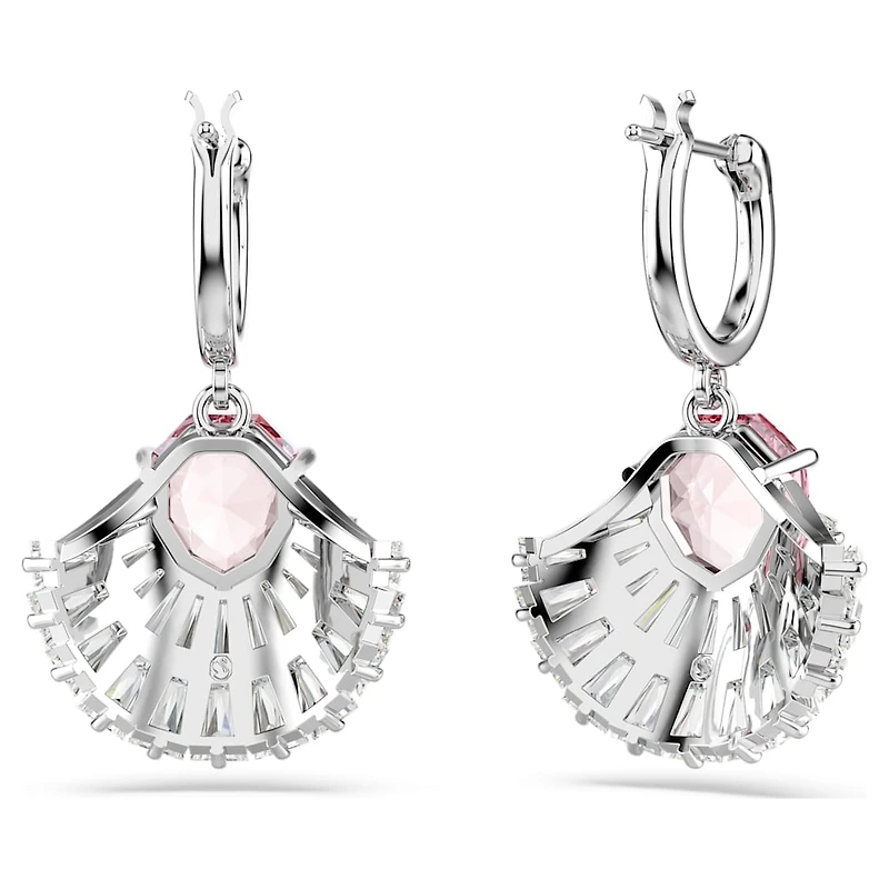 Idyllia drop earrings, Mixed cuts, Shell, Pink, Rhodium plated by SWAROVSKI