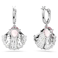 Idyllia drop earrings, Mixed cuts, Shell, Pink, Rhodium plated by SWAROVSKI