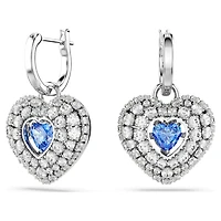 Hyperbola drop earrings, Heart, Blue, Rhodium plated by SWAROVSKI