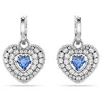 Hyperbola drop earrings, Heart, Blue, Rhodium plated by SWAROVSKI