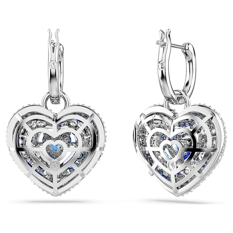 Hyperbola drop earrings, Heart, Blue, Rhodium plated by SWAROVSKI