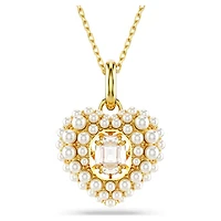 Hyperbola pendant, Crystal pearl, Heart, White, Gold-tone plated by SWAROVSKI
