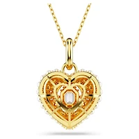 Hyperbola pendant, Crystal pearl, Heart, White, Gold-tone plated by SWAROVSKI