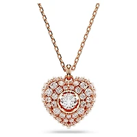 Idyllia pendant, Crystal pearl, Heart, White, Rose gold-tone plated by SWAROVSKI