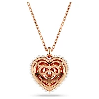 Idyllia pendant, Crystal pearl, Heart, White, Rose gold-tone plated by SWAROVSKI