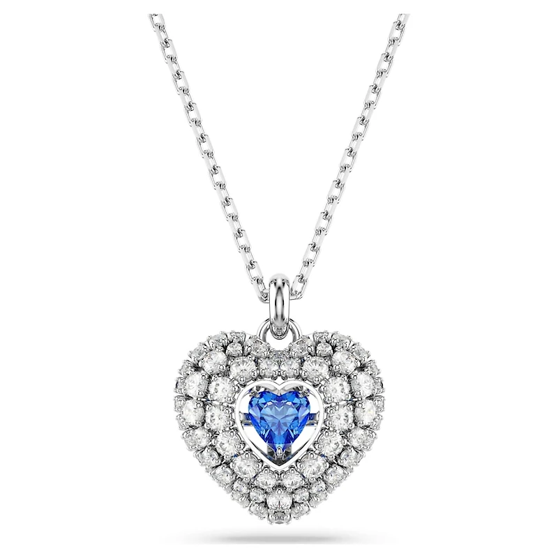 Idyllia pendant, Heart, Blue, Rhodium plated by SWAROVSKI