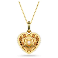Idyllia pendant, Octagon cut, Crystal pearl, Heart, Pink, Gold-tone plated by SWAROVSKI
