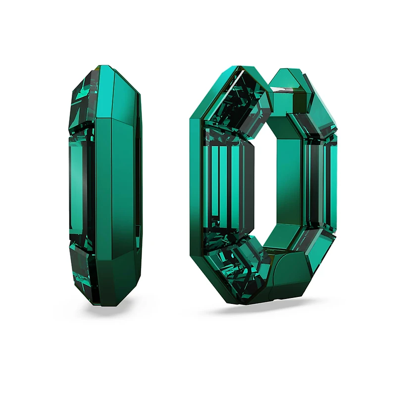 Lucent hoop earrings, Octagon shape, Small, Green by SWAROVSKI