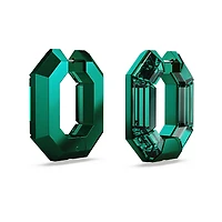 Lucent hoop earrings, Octagon shape, Small, Green by SWAROVSKI