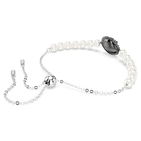 Swan bracelet, Crystal pearl, Swan, Grey, Rhodium plated by SWAROVSKI