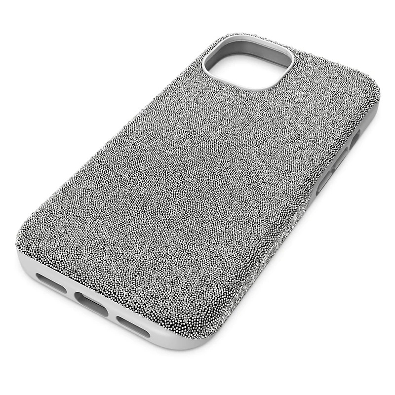 High smartphone case, iPhone® 15, Silver Tone by SWAROVSKI