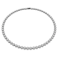 Una Angelic Tennis necklace, Round cut, Long, White, Ruthenium plated by SWAROVSKI