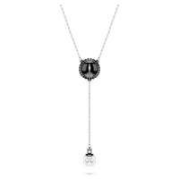 Swan Y pendant, Crystal pearl, Swan, Grey, Rhodium plated by SWAROVSKI