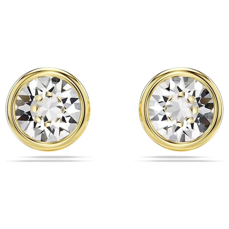 Imber stud earrings, Round cut, White, Gold-tone plated by SWAROVSKI