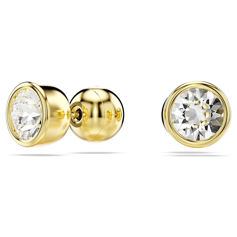 Imber stud earrings, Round cut, White, Gold-tone plated by SWAROVSKI