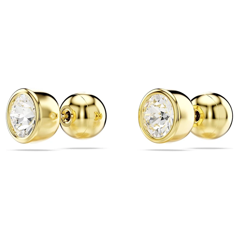 Imber stud earrings, Round cut, White, Gold-tone plated by SWAROVSKI