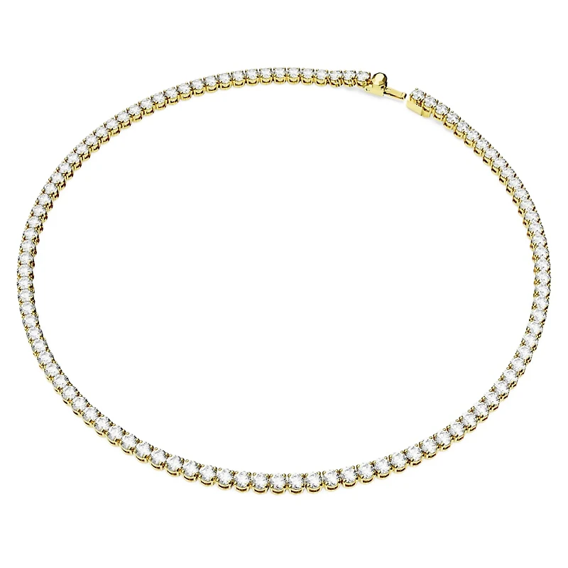 Matrix Tennis necklace, Round cut, White, Gold-tone plated by SWAROVSKI