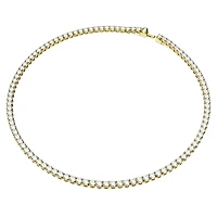 Matrix Tennis necklace, Round cut, White, Gold-tone plated by SWAROVSKI