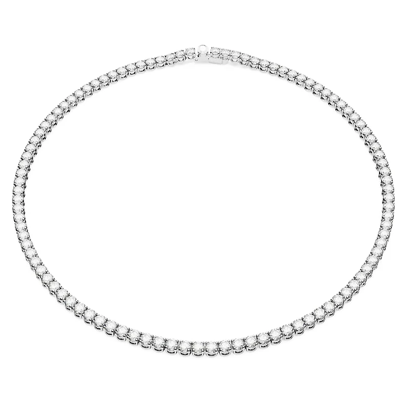 Matrix Tennis necklace, Round cut, White, Rhodium plated by SWAROVSKI