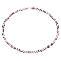 Matrix Tennis necklace, Round cut, Pink, Rhodium plated by SWAROVSKI