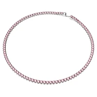 Matrix Tennis necklace, Round cut, Pink, Rhodium plated by SWAROVSKI
