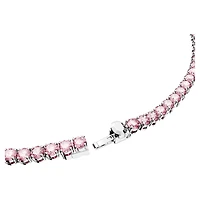 Matrix Tennis necklace, Round cut, Pink, Rhodium plated by SWAROVSKI