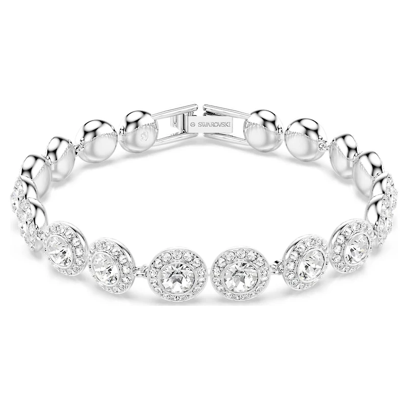 Una Angelic bracelet, Round cut, White, Rhodium plated by SWAROVSKI