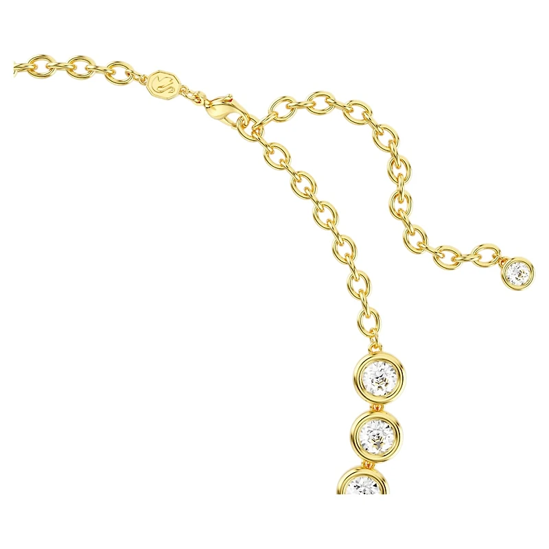 Imber Tennis necklace, Round cut, White, Gold-tone plated by SWAROVSKI