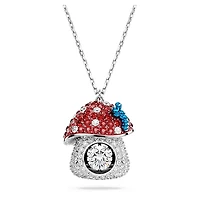 Alice in Wonderland pendant, Mushroom, Red, Rhodium plated by SWAROVSKI
