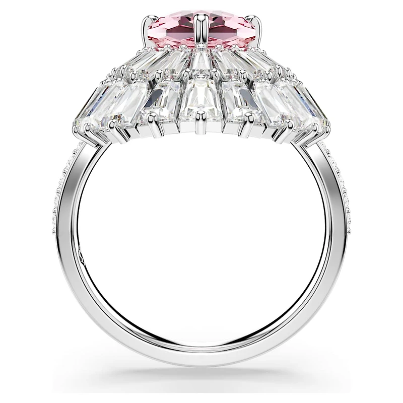 Idyllia cocktail ring, Mixed cuts, Shell, Pink, Rhodium plated by SWAROVSKI