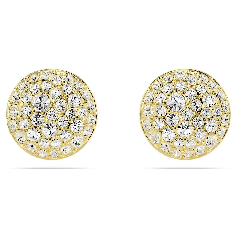 Meteora stud earrings, White, Gold-tone plated by SWAROVSKI