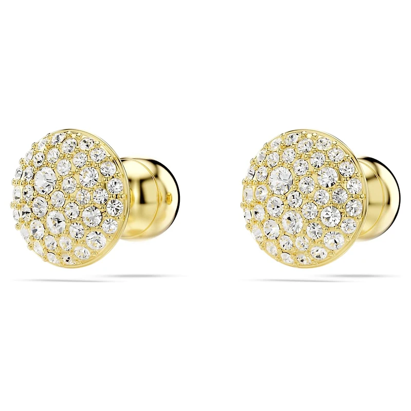 Meteora stud earrings, White, Gold-tone plated by SWAROVSKI