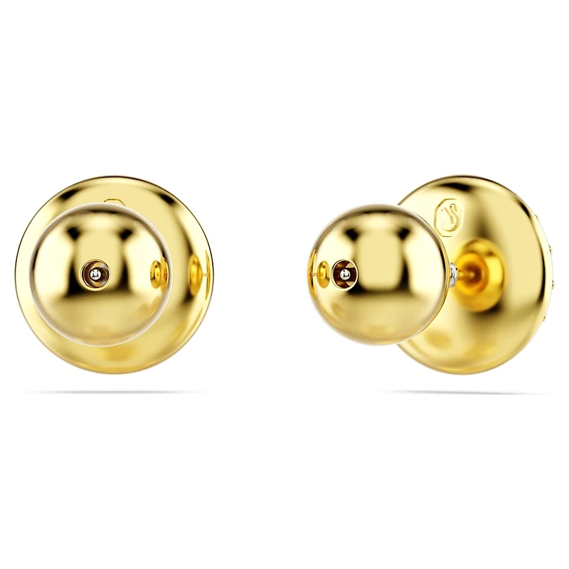 Meteora stud earrings, White, Gold-tone plated by SWAROVSKI