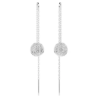 Sublima drop earrings, White, Rhodium plated by SWAROVSKI