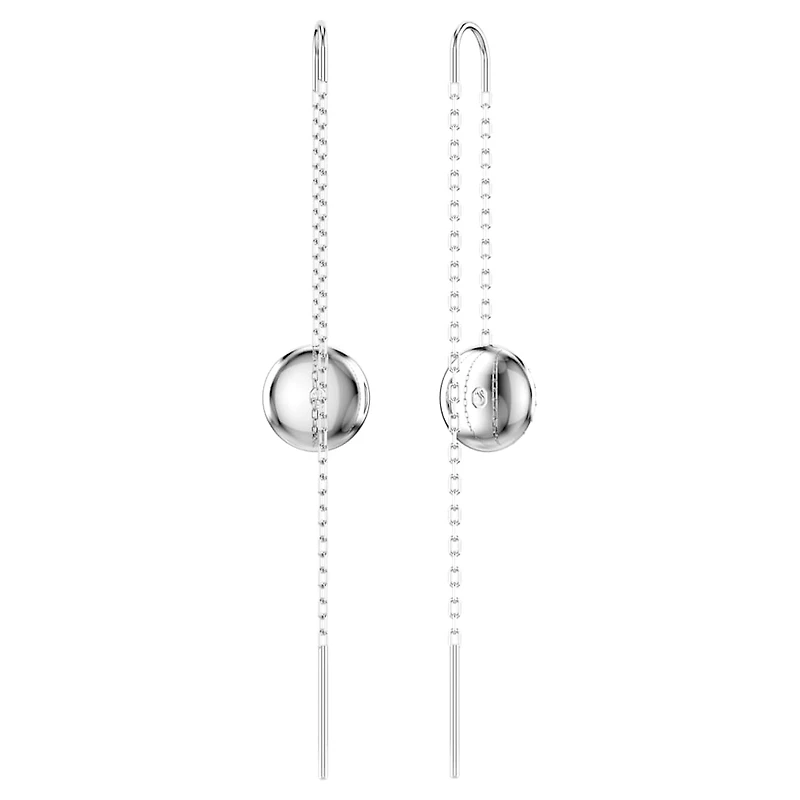 Sublima drop earrings, White, Rhodium plated by SWAROVSKI