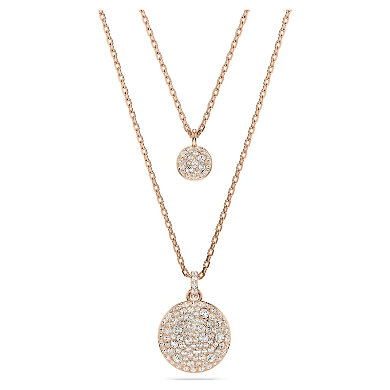 Sublima layered pendant, White, Rose gold-tone plated by SWAROVSKI