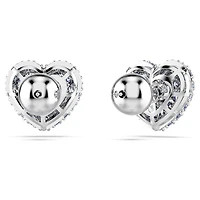 Idyllia stud earrings, Heart, Blue, Rhodium plated by SWAROVSKI