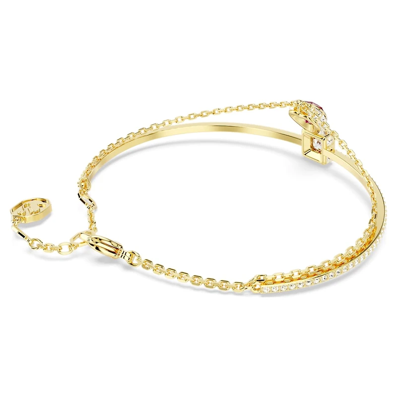 Chroma bangle, Heart, Red, Gold-tone plated by SWAROVSKI