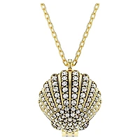 Idyllia pendant, Crystal pearl, Shell, White, Gold-tone plated by SWAROVSKI