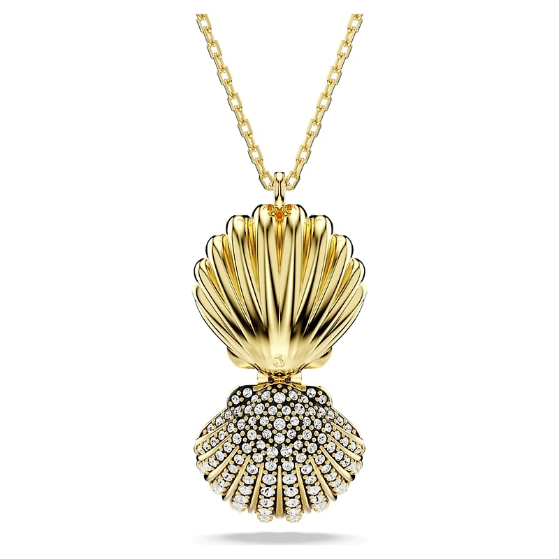 Idyllia pendant, Crystal pearl, Shell, White, Gold-tone plated by SWAROVSKI