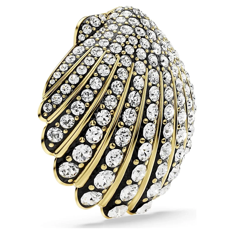 Idyllia brooch, Shell, White, Gold-tone plated by SWAROVSKI