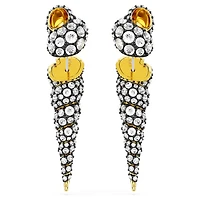 Idyllia drop earrings, Asymmetrical design, Round cut, Shell, White, Mixed metal finish by SWAROVSKI
