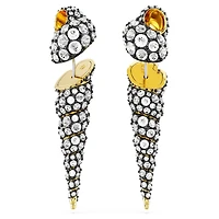 Idyllia drop earrings, Asymmetrical design, Round cut, Shell, White, Mixed metal finish by SWAROVSKI