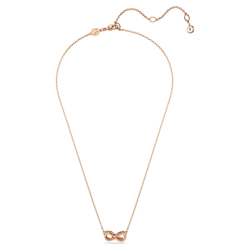 Hyperbola pendant, Pavé, Infinity, White, Rose gold-tone plated by SWAROVSKI