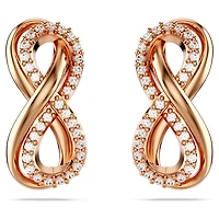 Hyperbola stud earrings, Infinity, White, Rose gold-tone plated by SWAROVSKI