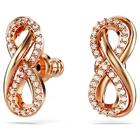 Hyperbola stud earrings, Infinity, White, Rose gold-tone plated by SWAROVSKI