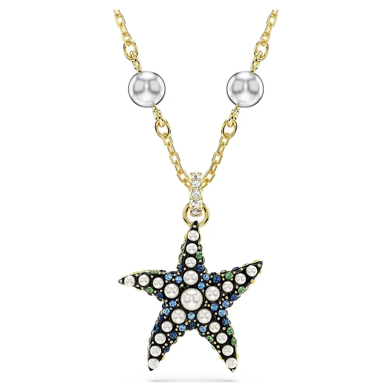 Idyllia pendant, Crystal pearls, Starfish, Multicolored, Gold-tone plated by SWAROVSKI