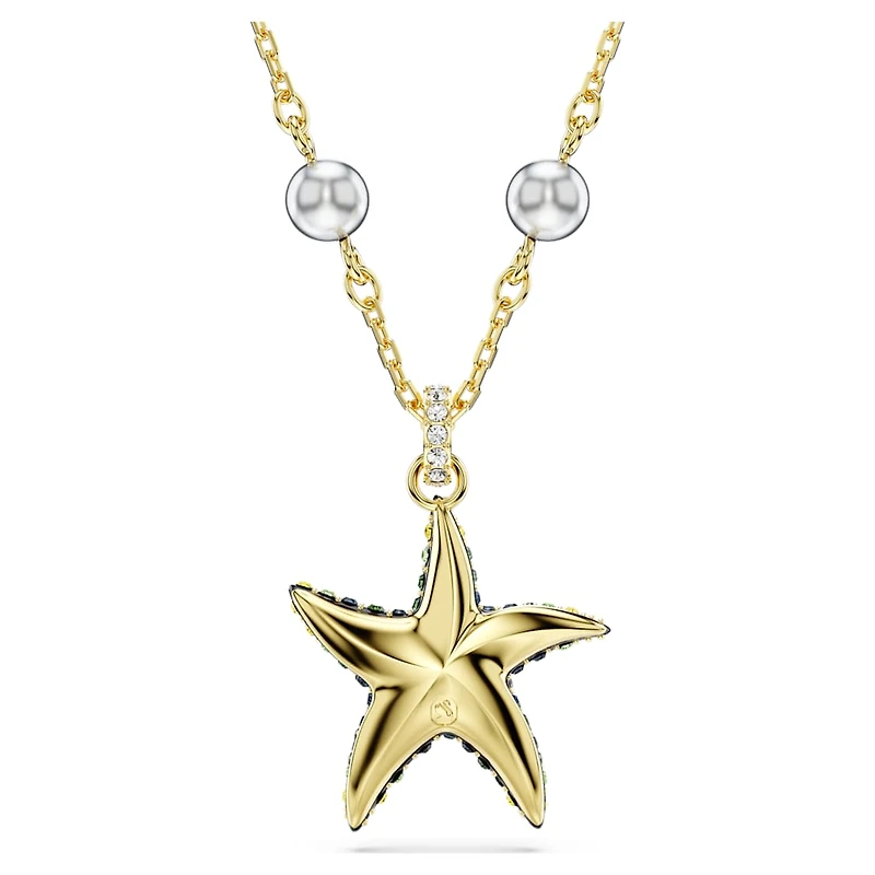 Idyllia pendant, Crystal pearls, Starfish, Multicolored, Gold-tone plated by SWAROVSKI
